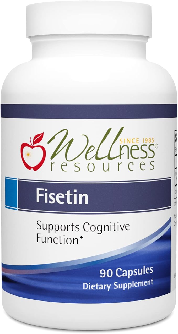 Wellness Resources Fisetin - Novusetin Fisetin Supplement for Longevity Memory Focus Brain Health - Senolytic and Situin Activator - Gluten-Free Non-GMO Vegan (100mg 90 Capsules)