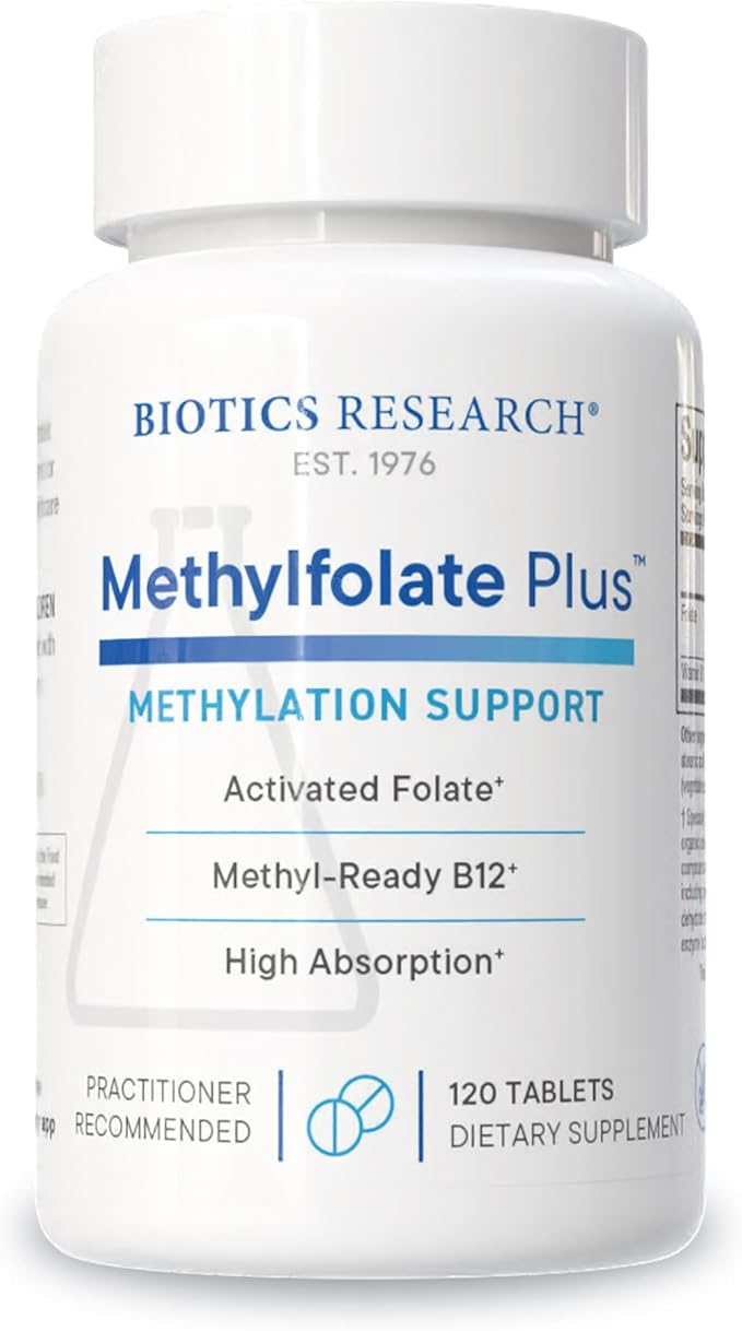 Biotics Research METHYLFOLATE Plus™ Methylfolate Bioactive Folate + B12 Supports Cardiovascular Health Fetal Development Nerve Health Methylation Support Homocysteine Levels. 120 Tablets