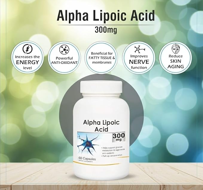 Alpha Lipoic Acid 300mg - Helps in Heart Health Immunity Booster Liver Protection - 60 Capsules