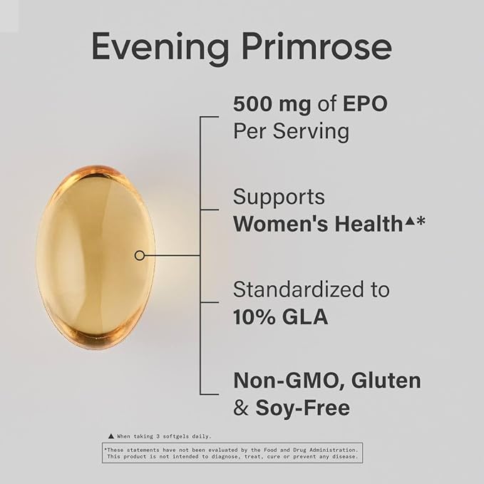 Sports Research Evening Primrose Oil (500mg) Cold-Pressed with No fillers or Artificial Ingredients Non-GMO Tested - Gluten &amp Soy Free (240 Liquid Softgels)