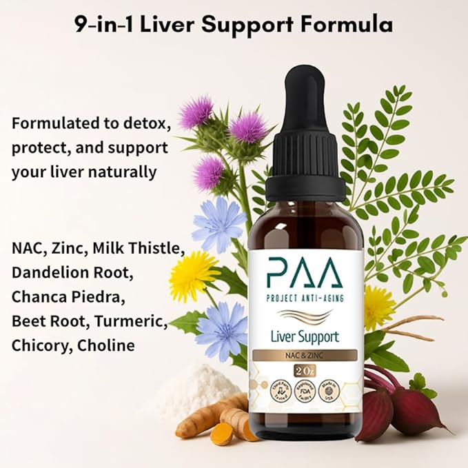 Liver Support Supplement with NAC Zinc Milk Thistle Complex 2 Oz Liquid Tincture Natural Detox Formula