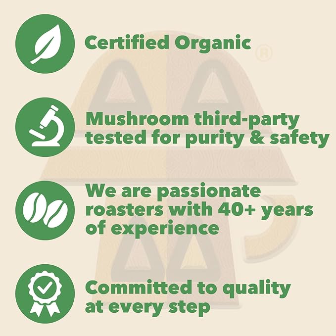 Harmonic Grounds Organic Mushroom Coffee Pods - Medium Roast Coffee with Lion's Mane Reishi Chaga Cordyceps &amp Turkey Tail - Compatible with Keurig K-Cup Brewers - 34 Count