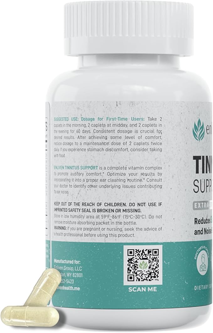 Tinnitus Relief Pills for Ear Ringing – Ear Tinnitus Relief for Ringing Ears with Flavonoids B12 &amp Inositol – for Pain in Ears &amp Health Support – 180 Caplets – Daily Ear Ringing Relief Supple
