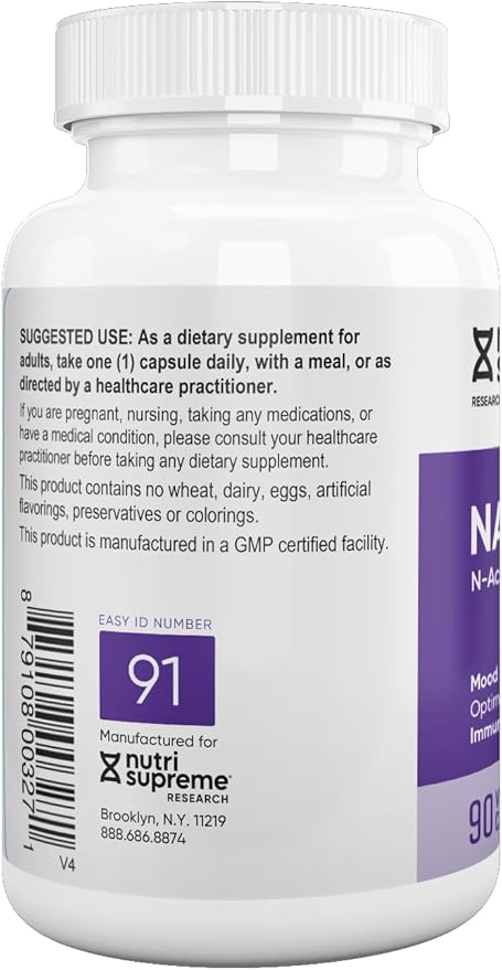 Nutri-Supreme NAC (N-Acetyl-L-Cysteine) 600mg Dietary Supplement Vegetarian Capsules Liver Support Immune Support
