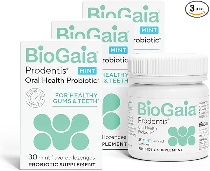 BioGaia Prodentis 3-Pack | Dental Probiotic Lozenges | Promote Healthy Gums &amp Teeth | Defend Against Dental Problems | Replenish Oral Microbiome | Improve Oral Health | Mint Flavor | 90 Day Supply