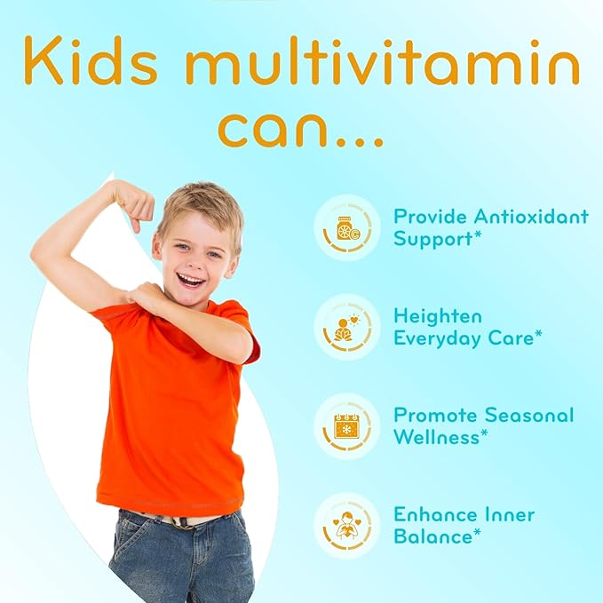 Sugar Free Liquid Multivitamin for Kids - High Absorption Kids Liquid Multivitamin with Vitamins A C D E &amp B Complex Plus Quercetin Immune Support Complex - 3rd Party Tested - Orange Flavor (1 Mon