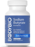 BodyBio Butyrate - Postbiotic for Gut Health Digestive Support Bloat Gas &amp Constipation Relief Leaky Gut Repair - Sodium + Butyric Acid Supplement for GI Wellness