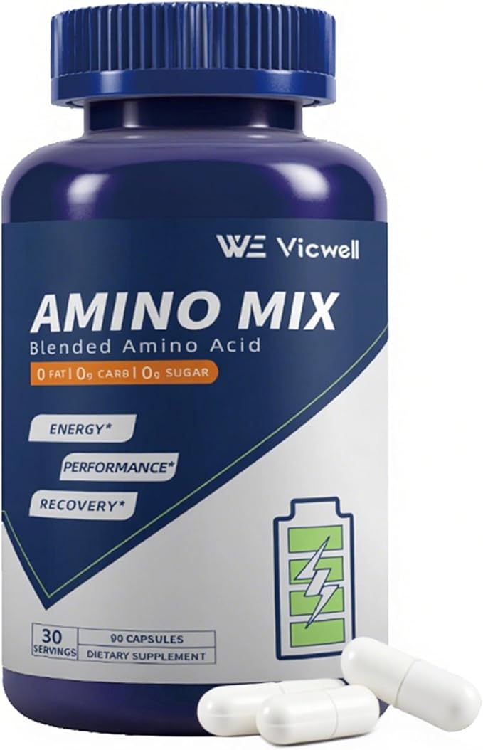 Amino Acid Supports Muscle Recovery and Lean Muscle Growth Enhances Energy and Endurance Contains Essential Amino Acids and BCAAs 90 Capsules (1 Bottle)