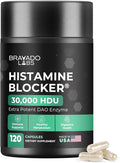 Bravado Labs DAO Supplements Histamine Blocker - Extra Strength 30000 HDU DAO Enzyme + Diamine Oxidase &amp Vitamin C for Daily Histamine Metabolism &amp Immune Support - 120ct