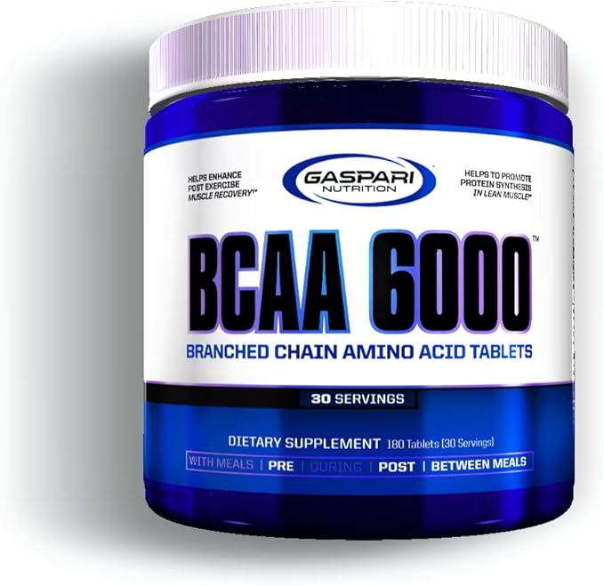 Gaspari Nutrition BCAA 6000 Branch Chained Amino Acid Tablets Decrease Muscle Soreness and Fatigue Optimize Aerobic and Anaerobic Sports Performance (30 Servings)