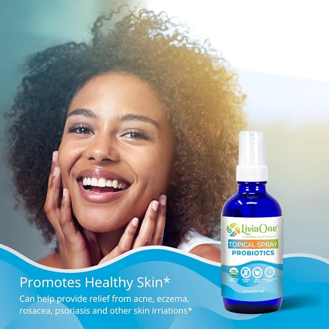 LiviaOne Topical Liquid Probiotics Spray USDA-Certified Organic Probiotics Gluten- and Allergen-Free Vegan Probiotics Non-GMO and Raw 2 Fl Oz (Pack of 1)