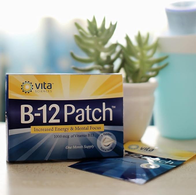Vita Sciences Vitamin B12 Patch - Extra Strength Formula for Men and Women 1 Month Supply. Boost Energy Focus Memory &amp Metabolism