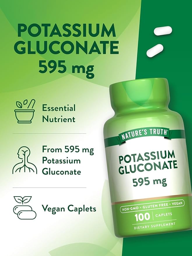 Nature's Truth Potassium Gluconate 595 mg Supplements 100 Count (Pack of 3)