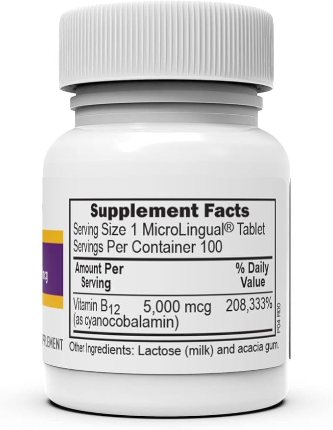 Superior Source No Shot Vitamin B-12 Cyanocobalamin 5000 mcg - Vitamin B-12 to Support Energy Production Brain Health &amp Overall Wellness - Sublingual Tablets - 100 Dissolvable Tablets