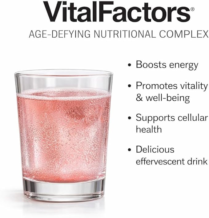VitalFactors Anti-Aging Drink Mix – Effervescent Tablets with Super NAD⁺ Superoxide Dismutase Resveratrol Vitamin B12 &amp D3 – Boosts Energy Supports Longevity Cellular Health &amp Vitality