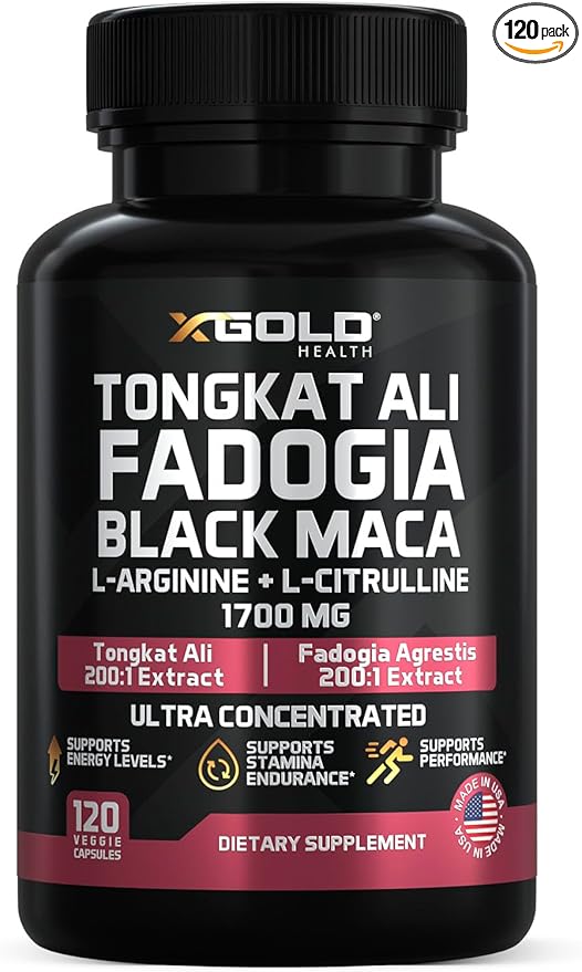 Tongkat Ali + Fadogia Agrestis Complex 1700mg – Black Maca L-Arginine &amp L-Citrulline Nitric Oxide Booster – Energy Stamina Vitality &amp Performance Support for Men &amp Women – Non-GMO – 120