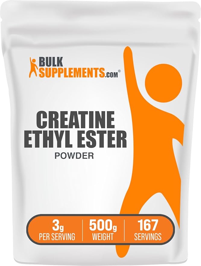 BulkSupplements.com Creatine Ethyl Ester HCl Powder - Creatine Supplement Creatine Ethyl Ester Powder - Unflavored &amp Gluten Free 3g per Serving 500g (1.1 lbs) (Pack of 1)