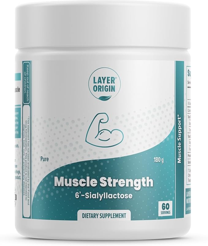 Layer Origin 6'-Sialyllactose (6'-SL HMO) for Muscle Health GNE Strength &amp Performance Support – Fast Recovery Reduced Fatigue 3000 mg per Serving 60 Servings