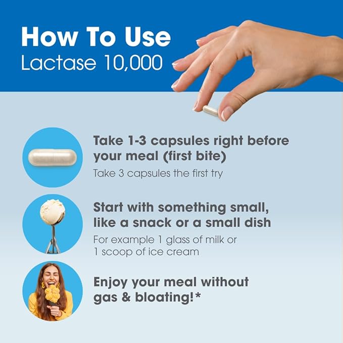 Intoleran Lactase 10000 Digestive Enzymes - 36 Capsules | Supplement for Lactose Intolerance | Lactase Enzyme That Helps Digest Dairy &amp Lactose | High Dosed &amp Fast Acting | Pure &amp Vegan |