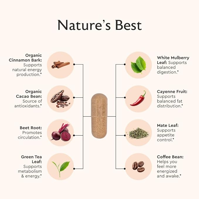 Alaya Naturals Metabolism+ Natural Energy with Green Tea Cinnamon Beet Root Caffeine Non-GMO– 60 Capsules