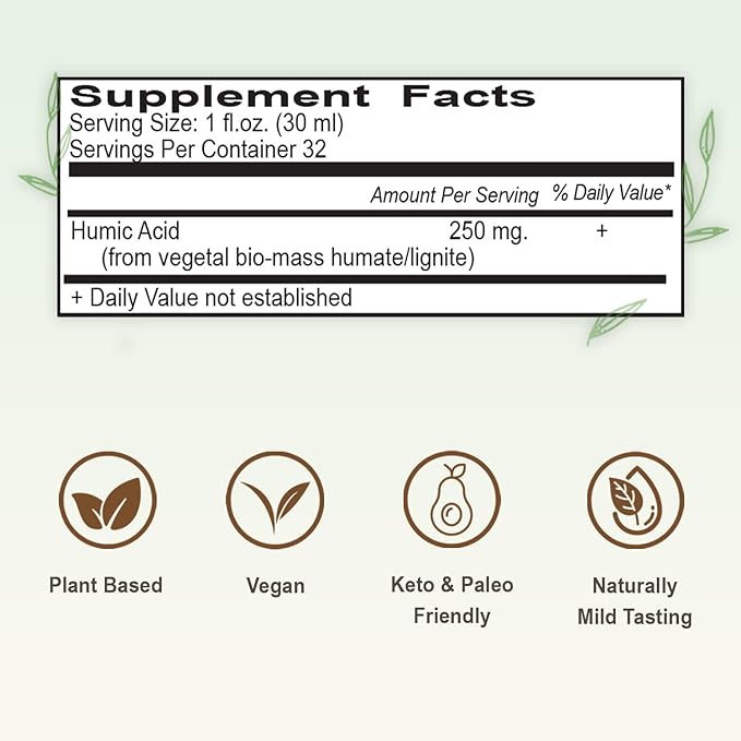 Vital Earth Minerals Humic Minerals – Fulvic Acid Supplement with 70+ Trace Minerals Electrolytes for Recovery &amp Balance 32 Oz + 1 Oz Cup