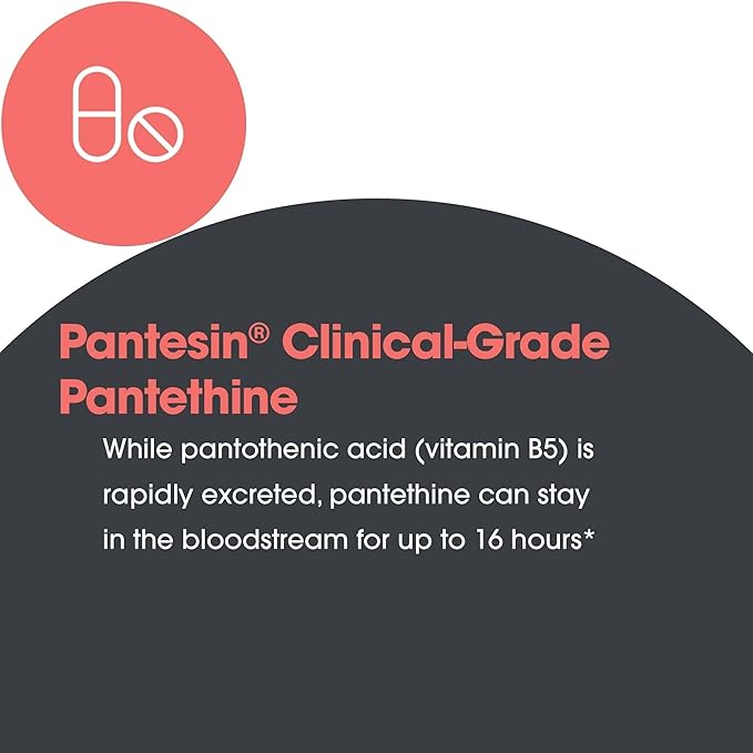 Allergy Research Group Pantethine Supplement - Vitamin B5 Pantothenic Acid Metabolism Support Liver Support Cardiovascular Supplement Coenzyme A 660mg Vegetarian Capsules - 60 Count