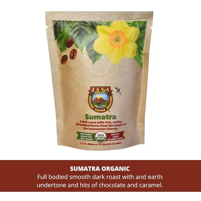 Java Planet Coffee Gift Basket Sampler Set for Coffee Lovers: Low Acid Organic Beans: Whole Bean Mold-Free &amp Stomach Friendly - Arabica Gourmet 1.32 LBs (19.2 oz) packaged in 6 Bags Each 3.2 o
