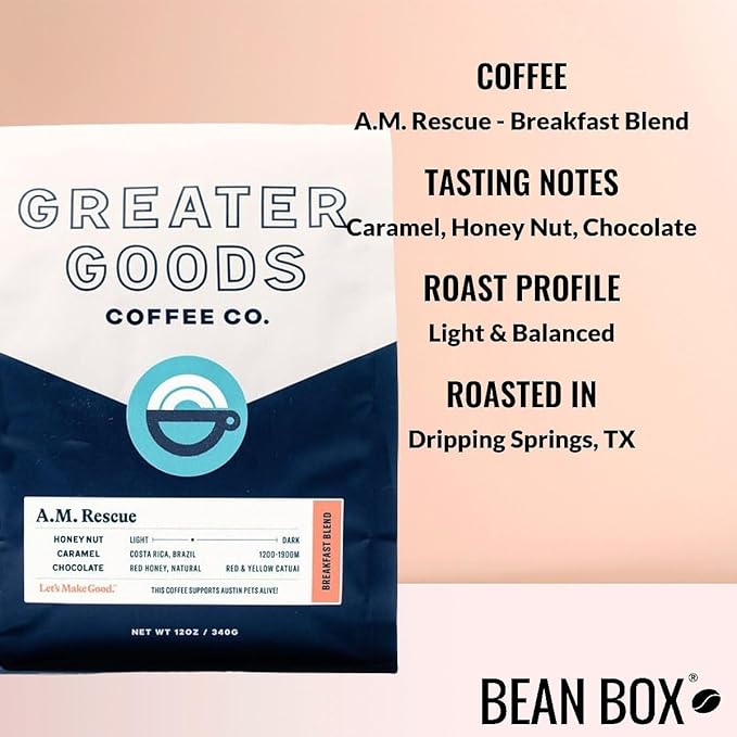 Bean Box Coffee Sampler - Roasted by Greater Goods 4-Pack Freshly Ground Coffee Gourmet Coffee