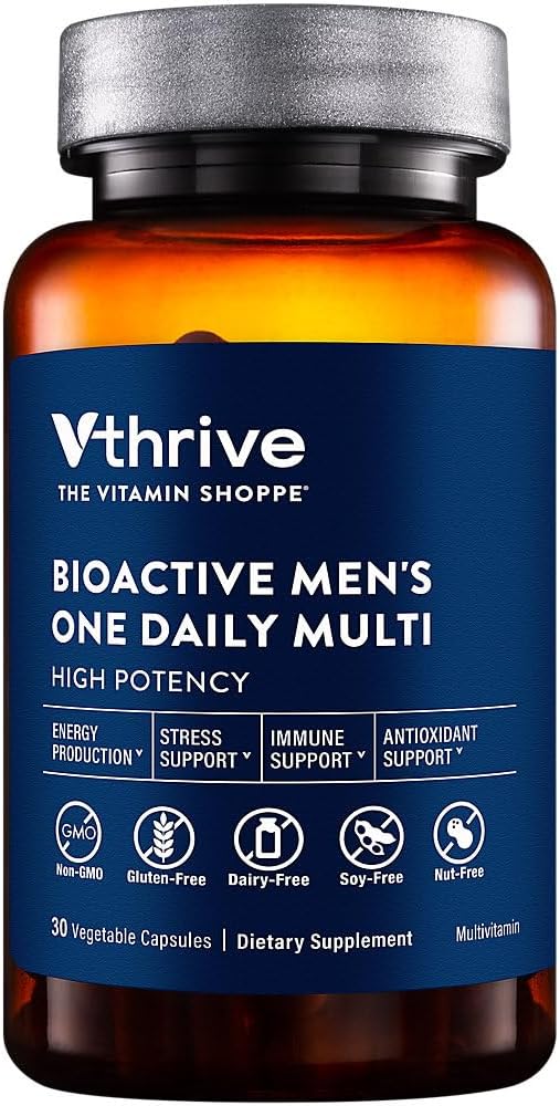 The Vitamin Shoppe Vthrive Biocative Multivitamin Daily Men’s Multivitamin with Vitamins Minerals Antioxidants &amp Nutrients for Energy Immune and Overall Wellness Support Gluten Free 30 Capsu