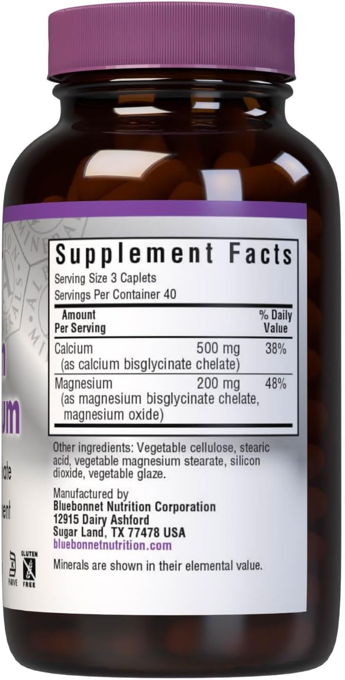 Bluebonnet Albion Chelated Calcium Magnesium Caplets 120 Count