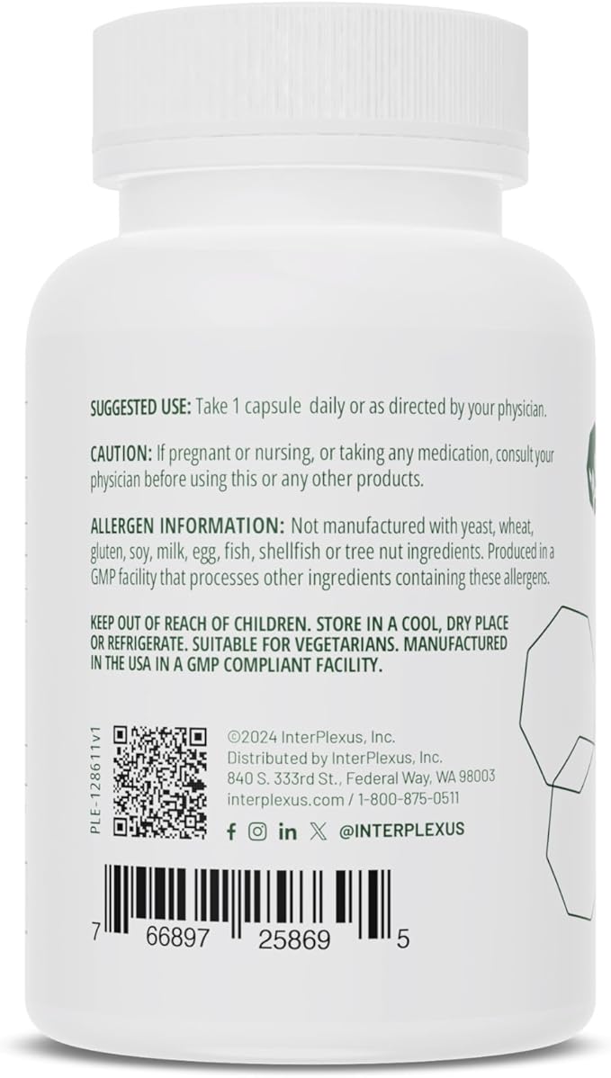 InterPlexus Zinc Plus - Zinc with Vitamin C and Organic Citrus Bioflavanoids to Support a Healthy Immune System - Gluten Free Dairy Free Soy Free - 60 Capsules (60 Servings)