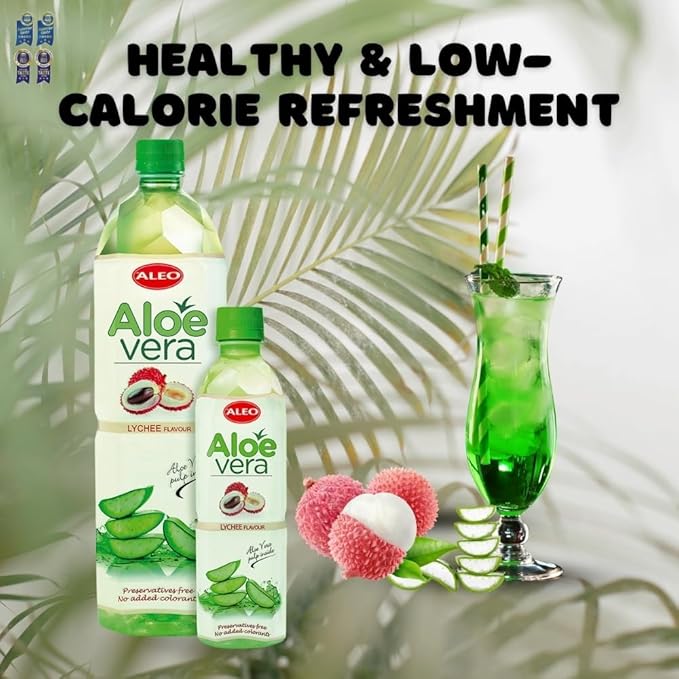 ALEO 1.5L Premium Lychee Aloe Vera Drink - Natural No Preservatives No Artificial Colors Superior Taste Award 2025