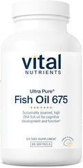 Vital Nutrients Ultra Pure® Fish Oil 675 - Supports Brain Development &amp Function* - Sustainably Sourced High DHA Omega-3 Fatty Acid - Lemon Flavor - Gluten Dairy &amp Soy Free - 90 Softgels