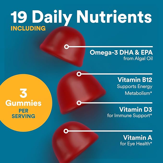 SmartyPants Men's Multivitamin Gummies with Omega 3 DHA/EPA Methylfolate Vitamin D3 C B12 B6 A K Zinc Raspberry Lemonade Flavor 90 Count (30 Day Supply)