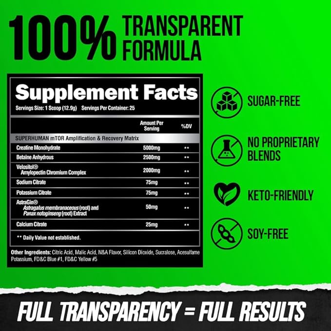 Alpha Lion Superhuman Post Workout Recovery Muscle Builder Drink Creatine Powder + More for Lean Muscle Growth Strength &amp Volume Supplement for Women &amp Men (25 Servings Gainy Smith Apple)