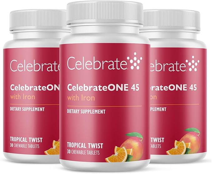 Celebrate Vitamins CelebrateONE 45 Chewables 45mg Iron - Once Daily Bariatric Multivitamin Essential Vitamins &amp Minerals - Gastric Bypass &amp Sleeve Gastrectomy Supplement - Tropical (90 Table