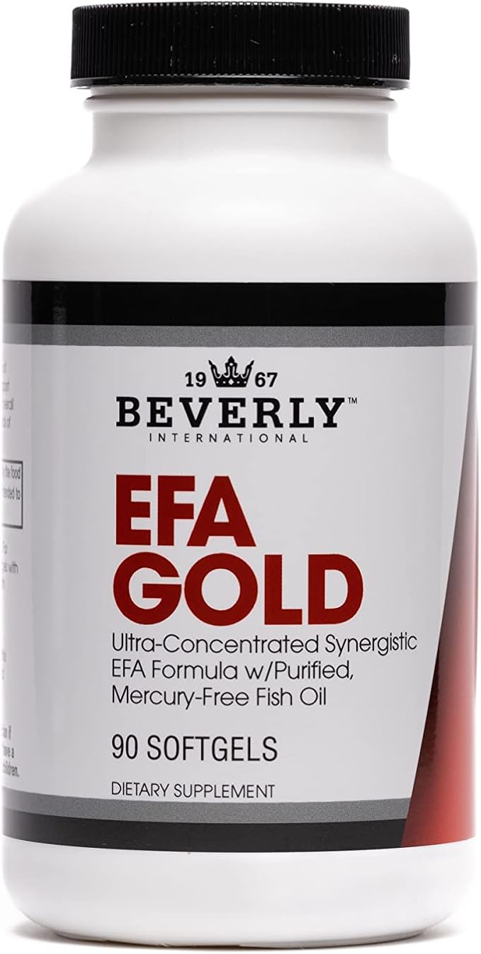 Beverly International EFA Gold 90 Softgel Capsules. High Potency Omega-3s EPA and DHA + Omega 6&amp9 Fatty Acids. Combination Fish Flaxseed and Borage Oil.