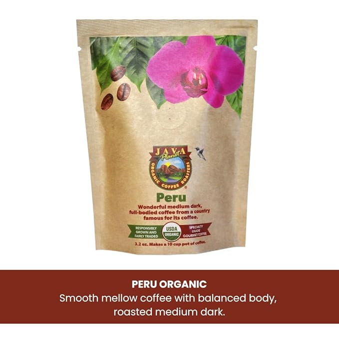 Java Planet Coffee Gift Basket Sampler Set for Coffee Lovers: Low Acid Organic Beans: Whole Bean Mold-Free &amp Stomach Friendly - Arabica Gourmet 1.32 LBs (19.2 oz) packaged in 6 Bags Each 3.2 o
