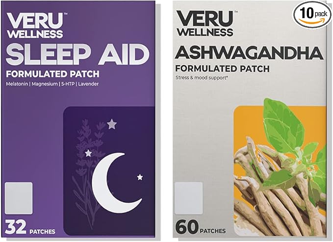 Sleep and Stress Bundle - Melatonin Natural Sleep Patch Ashwagandha Calm Stress