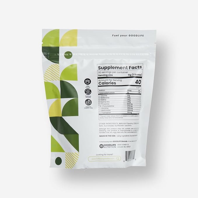 GOODLIFE Nutrition Essential Amino Acids - 30 Serving Bag (30 Servings Lemon Lime)