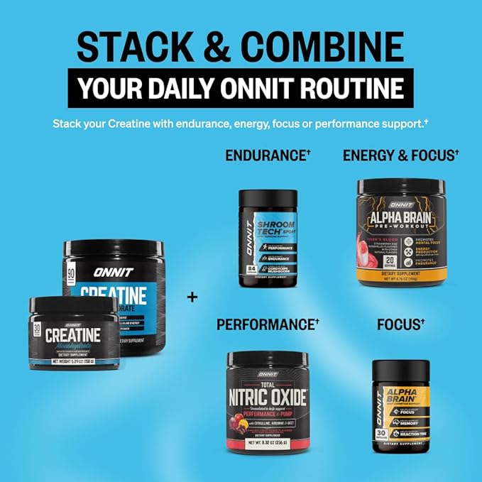 ONNIT Creatine Monohydrate Powder – Unflavored 90-Serving Value Size – Supports Strength Lean Muscle and Brain Energy† – Keto Friendly No Fillers 90 Servings 15.29 oz