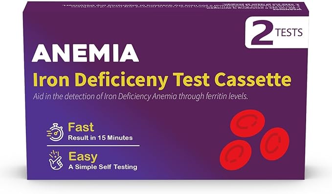 Iron Deficiency Test Kit [2 Tests] – Ferritin Anemia Home Test Kit for Iron Level Detection in 15 Minutes – Convenient Home Test for Adults &amp Children