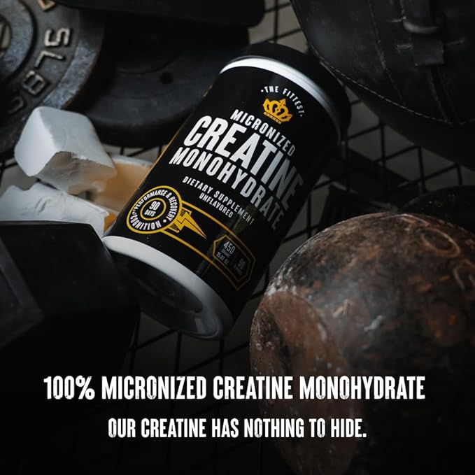 The Fittest Creatine Monohydrate Powder – Unflavored Pure 100% Micronized Creatine Monohydrate – Muscle Strength Focus Power &amp Recovery Support