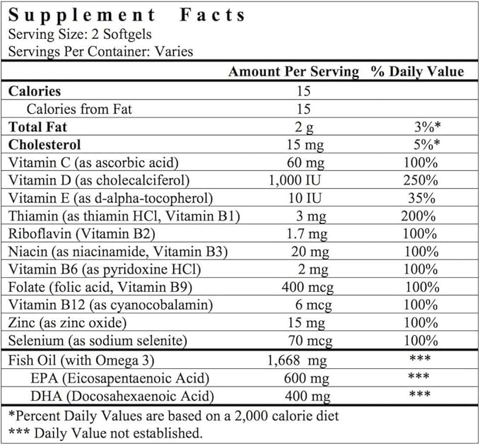 Cardiamin General Wellness Multivitamins 60 Softgels 30-Day Supply