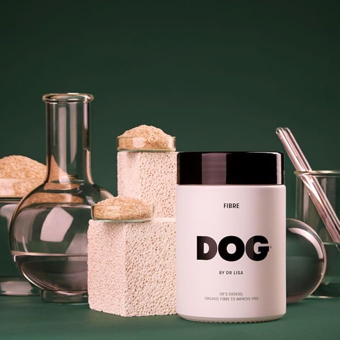 DOG by Dr Lisa - Fibre - Daily Fiber Supplement for Dogs - Supports Bowel Health and Stools - Made with Prebiotics Postbiotics &amp Paraprobiotics - Vet-Created - Size 100g / 3.53oz
