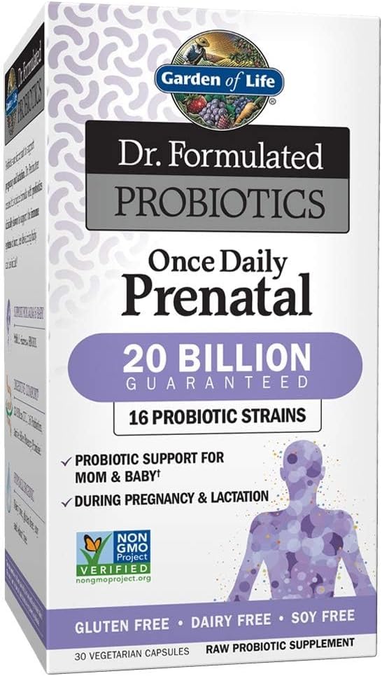 Garden of Life Dr. Formulated Probiotics Once Daily Prenatal - 20 Billion CFU - Dietary Supplement for Mom &amp Baby - 30 Vegetarian Capsules