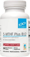 XYMOGEN 5-MTHF Plus B12 - Biologically Active L Methylfolate Supplement - Support Methylation &amp Nervous System Health - Great-Tasting Cherry Flavor (30 Quick-Dissolve Tablets)