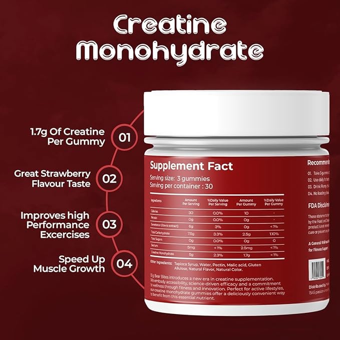 Creatine Monohydrate Gummies Pouch &amp Bottle Bundle for Men &amp Women | 5000mg of Creatine Gummie Per Serving | Zero Sugar Gluten Free &amp Halal | Pack of 90 | Blueberry &amp Strawberry Flavo