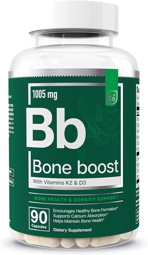 Essential Elements Bone Boost Bone Health Supplement - Bone Support and Calcium Supplement with Vitamin D 3 K2 Cissus Quadrangularis for Bone Strength - 90 Capsules (30 Day Supply)