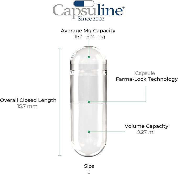 Capsuline Size 000 Gelatin Empty Capsules 5000 Count Empty Gel Pill Capsules DIY Pure Bovine Pill Capsule Filling Empty Caps Kosher Gluten Free and Non-GMO Certified Clear